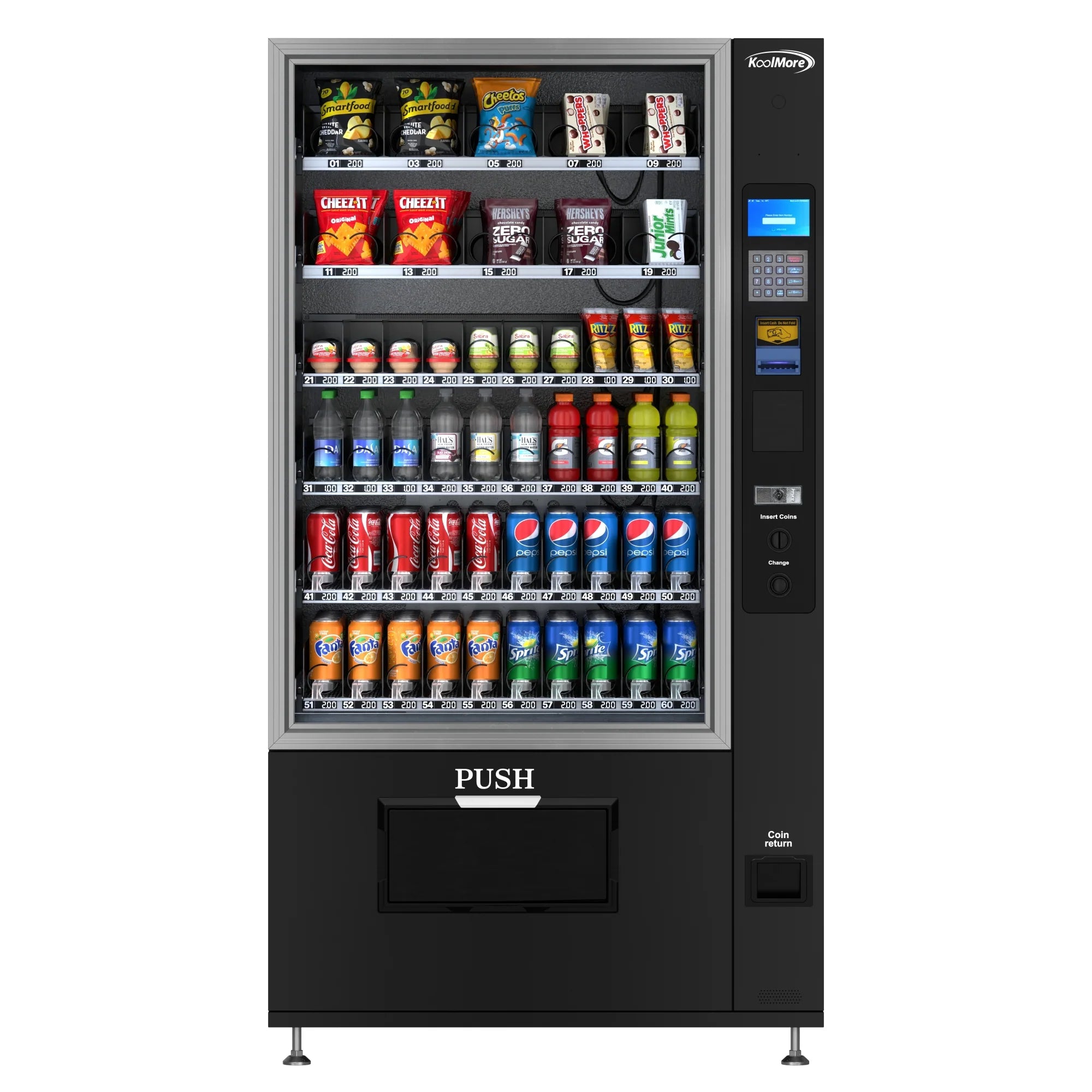 Koolmore 60 Slots Refrigerated Vending Machine w/ Coin/Bill Acceptor