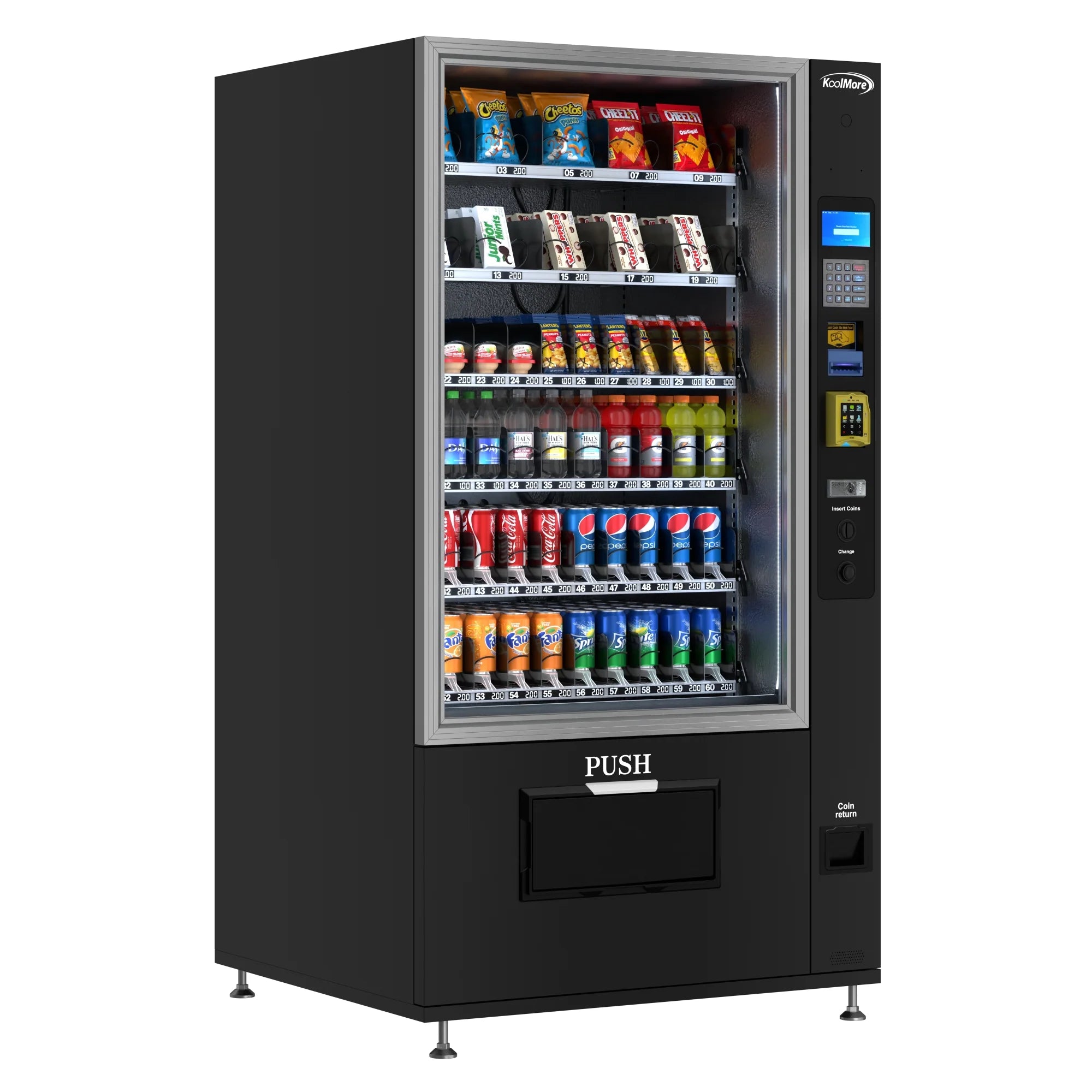 Koolmore KM-VMR-40-BR | 60 Slots Refrigerated Vending Machine w/ CC Reader & Bill Acceptor