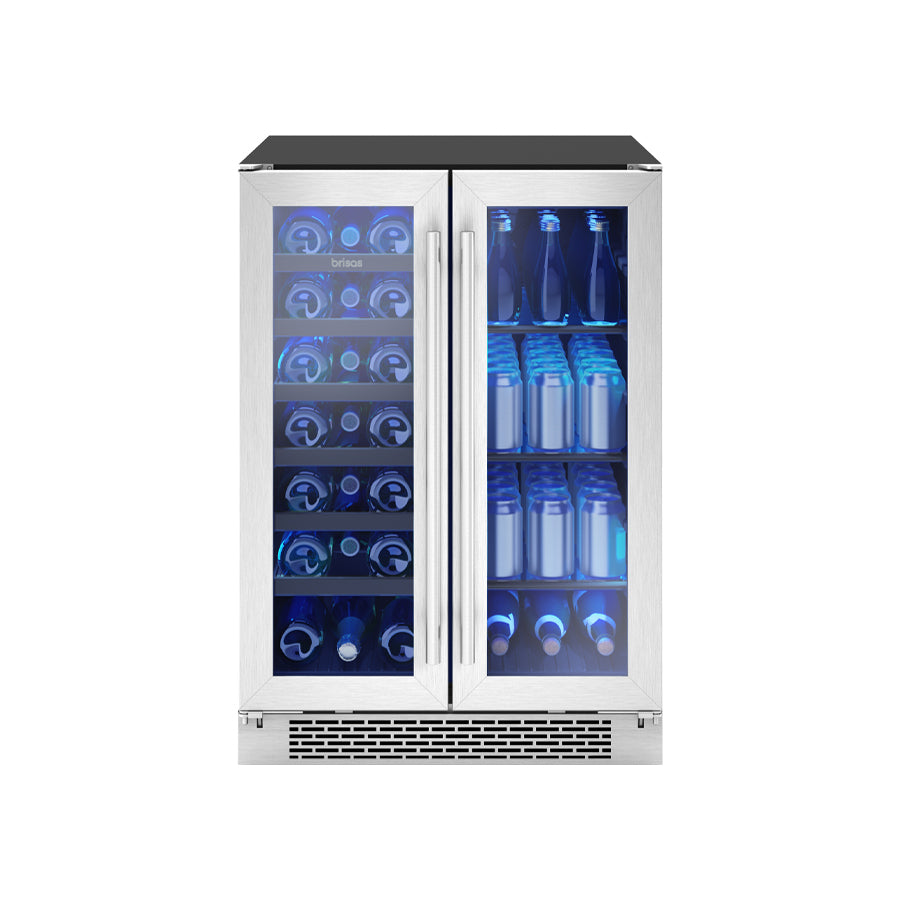 Zephyr BWB24C32AG | 24" Wide Brisas Dual Zone 64 Can/21 Bottle Beverage & Wine Fridge