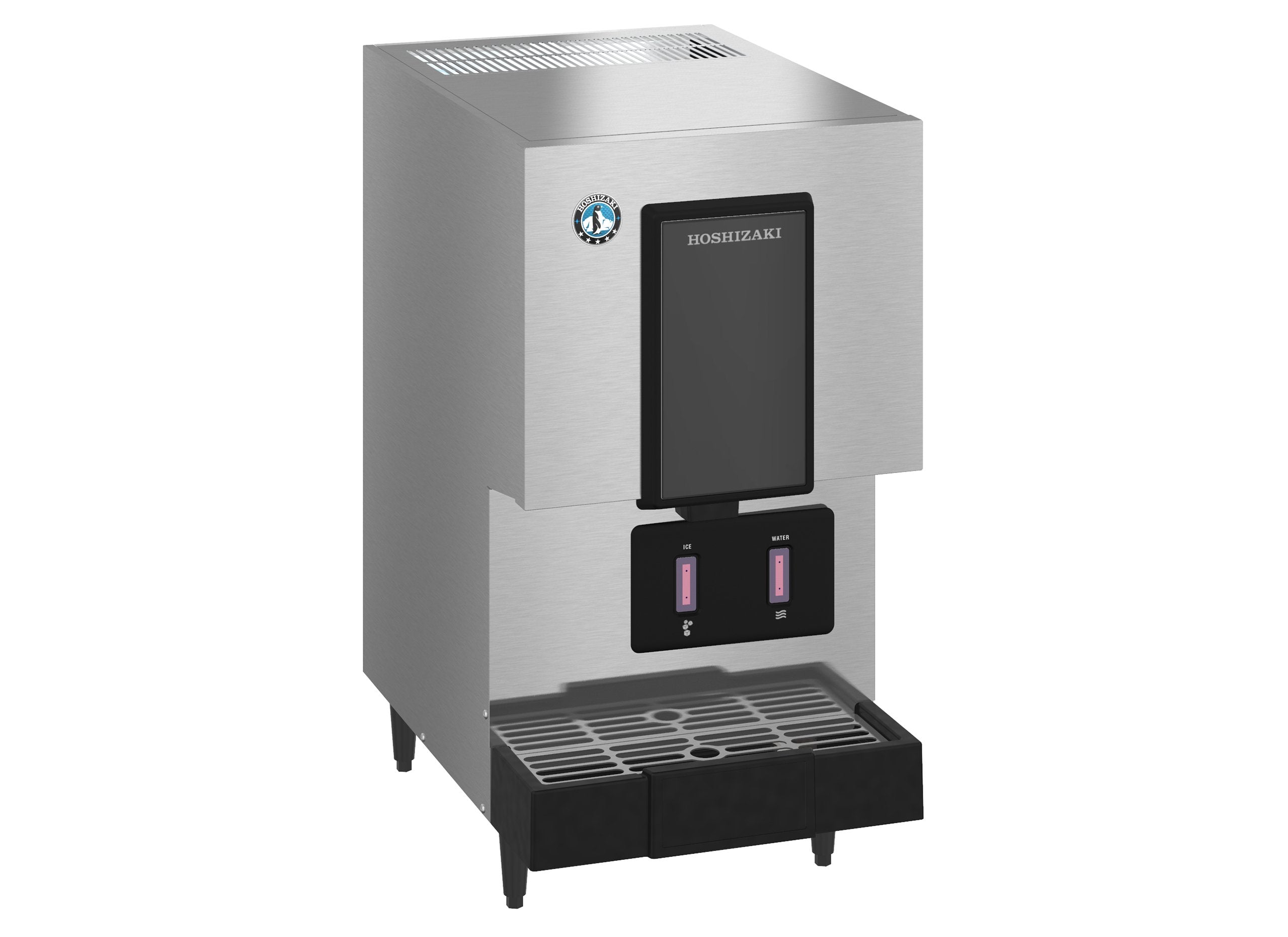 Hoshizaki DCM-271BAH-OS | 17" Wide Hands Free Air-Cooled Mini Cubelet Ice & Water Dispenser w/ Built-In Storage Bin