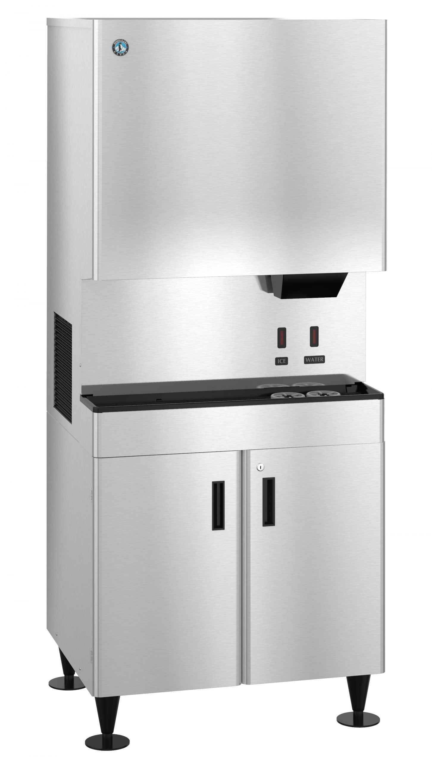 Hoshizaki DCM-752BAH-OS | 34" Wide Hands Free Air-Cooled Small Cubelet Ice & Water Dispenser w/ Built-In Storage Bin