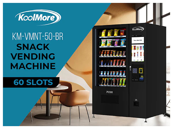 Koolmore KM-VMNT-50-BR | Touch Screen 60 Slots Non-Refrigerated Vending Machine w/ CC Reader & Bill Acceptor