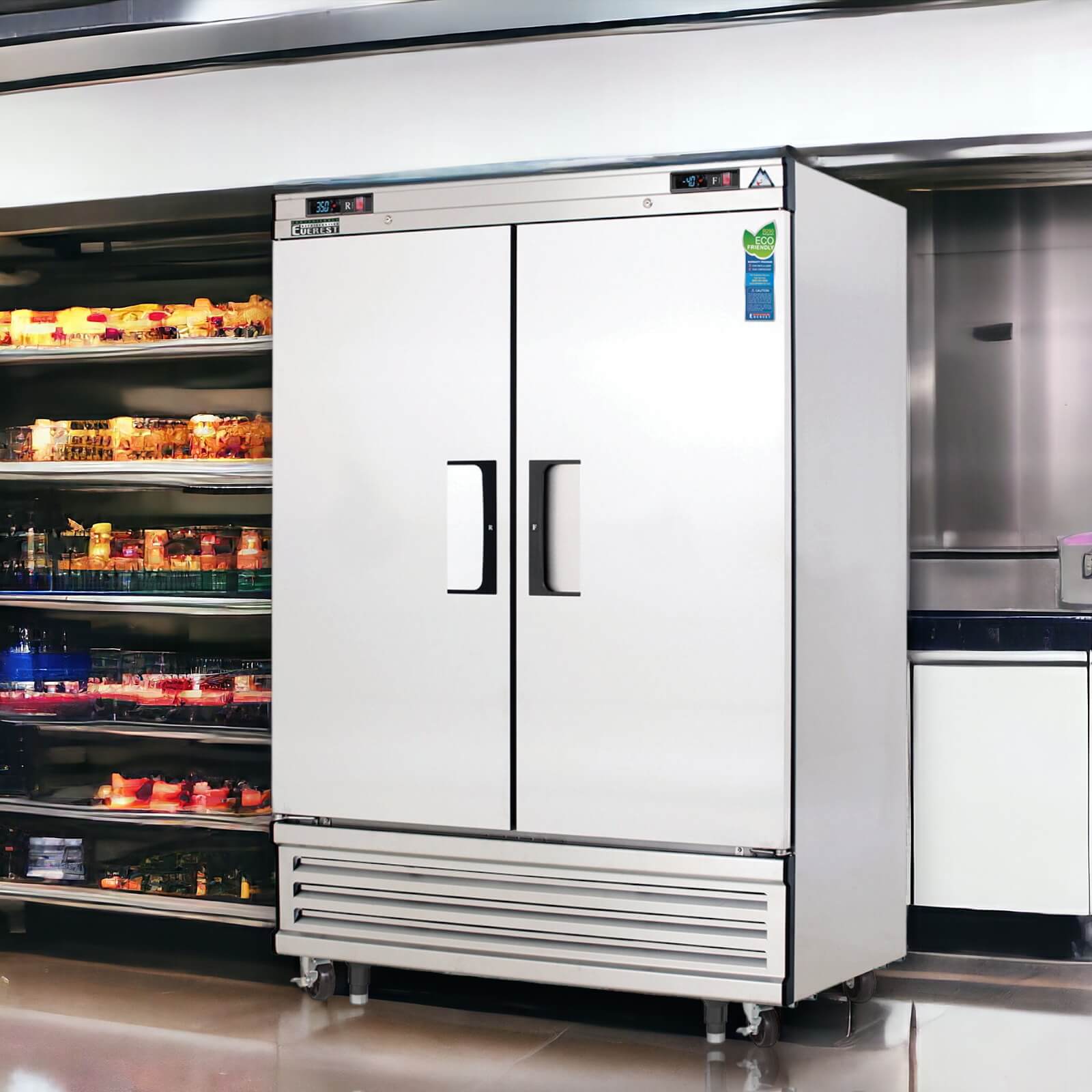 Everest EBRF2 | 54" Wide 2 Door Reach-In Dual Temp Refrigerator/Freezer Combo