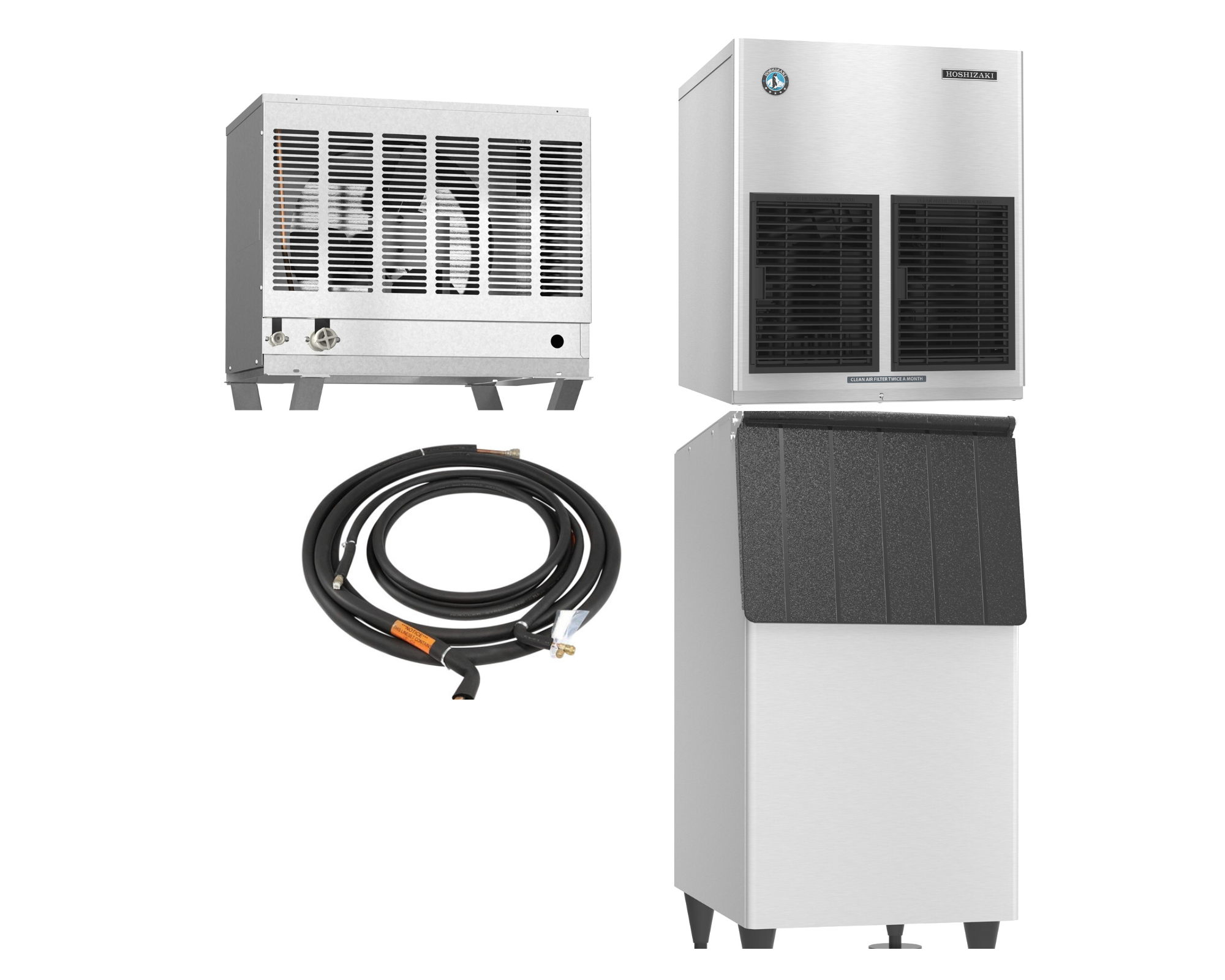 Hoshizaki Bundle - F-1002MRJZ-C Remote Cooled Small Cubelet Ice Maker | URC-5FZ Remote Condenser | B-300SF Ice Bin | HS-5588 Tubing Kit