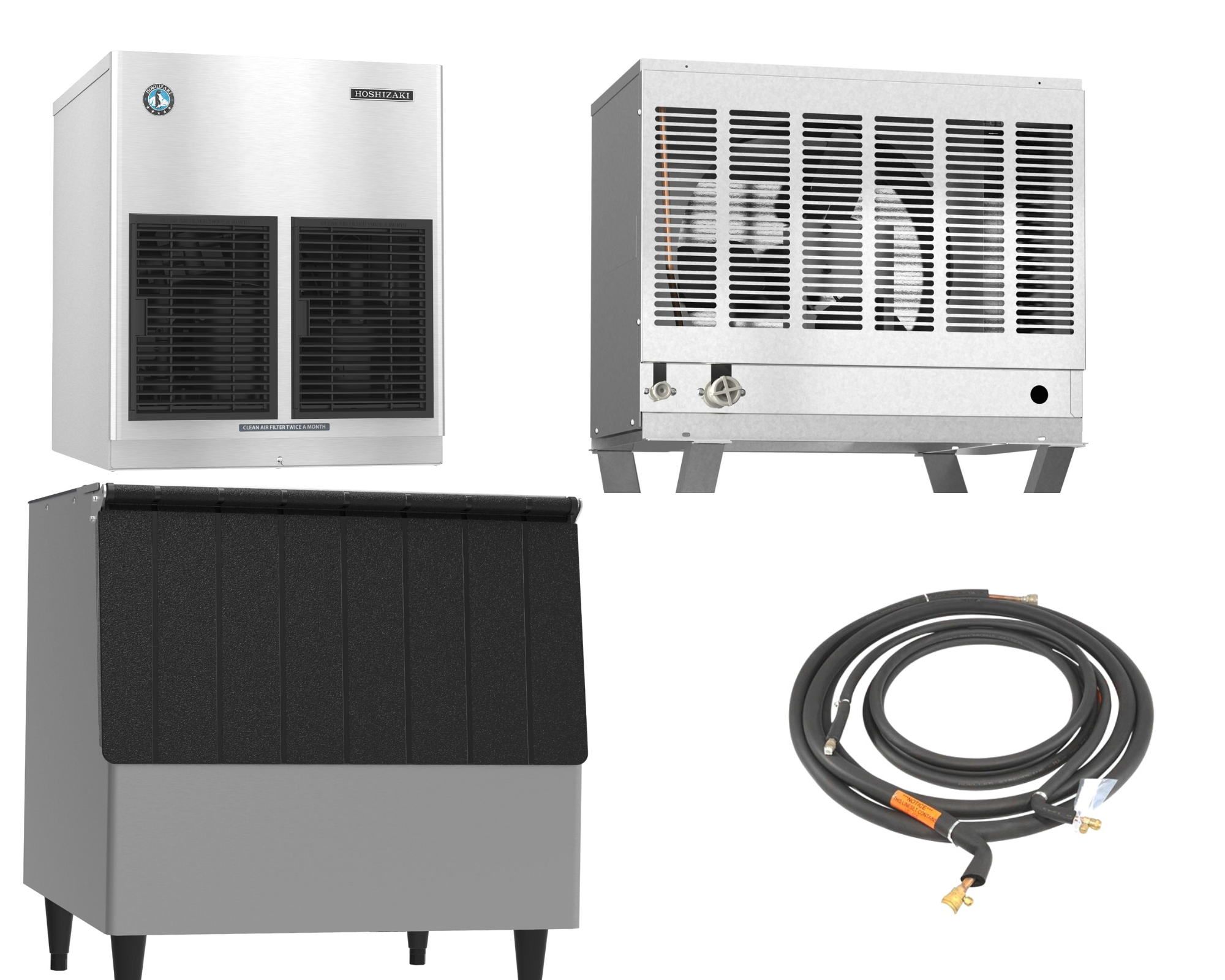 Hoshizaki Bundle - FD-1002MRJZ-C Remote Cooled Cubelet Ice Maker | URC-5FZ Remote Condenser | B-250SF Ice Bin | HS-5588 Tubing Kit