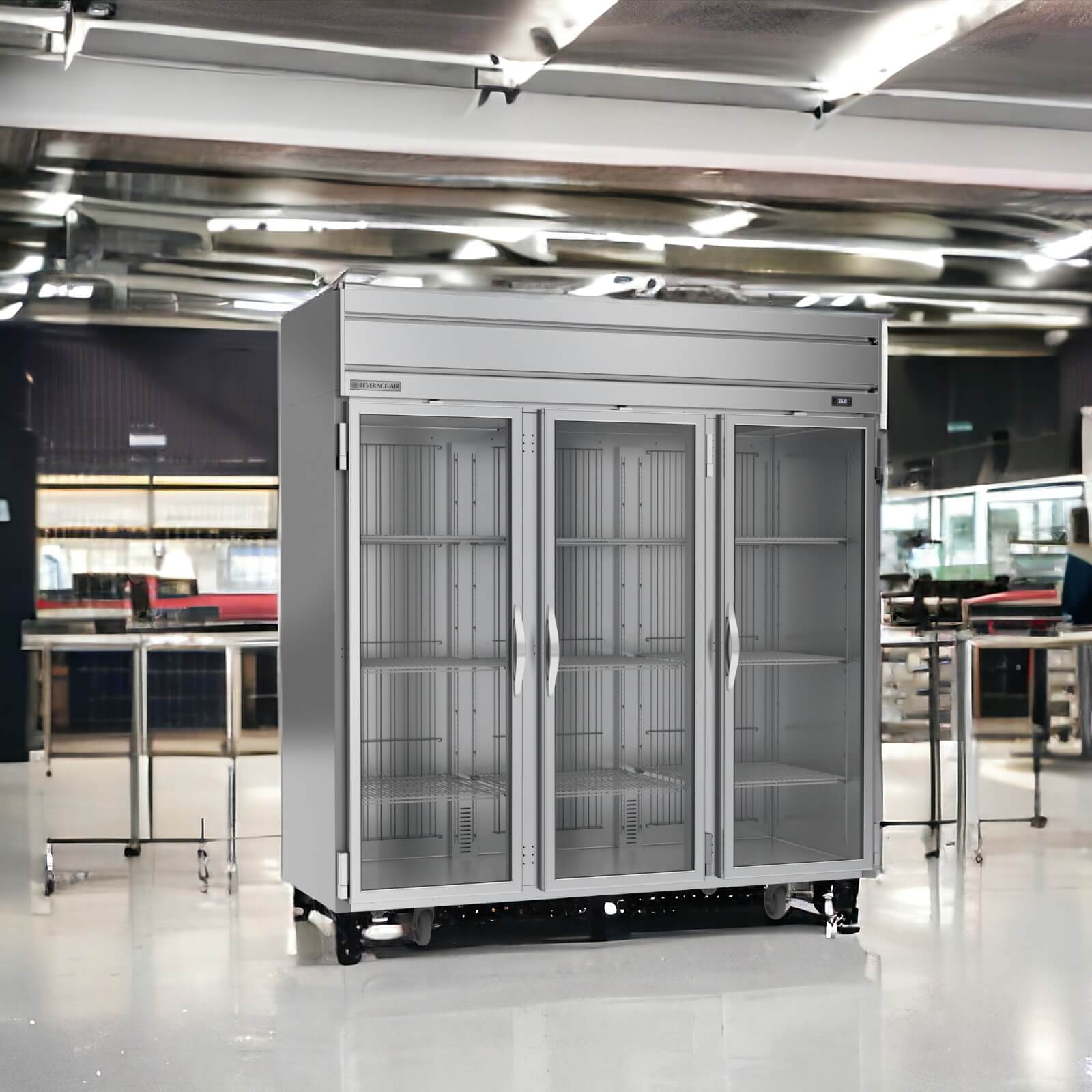 Beverage Air HRPS3HC-1G | 78" Wide 3 Glass Door Top Mount Reach-In Refrigerator Horizon Series