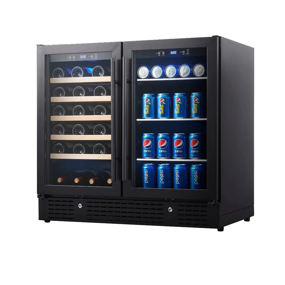 KingsBottle | 36" Wide Dual Zone 98 Can/34 Bottle Beverage & Wine Fridge