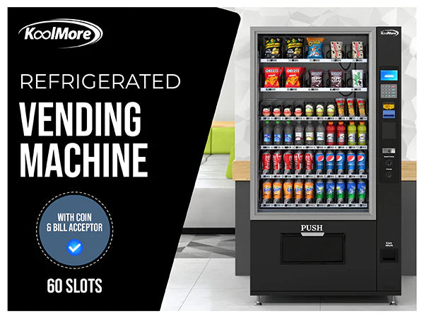 Koolmore 60 Slots Refrigerated Vending Machine w/ Coin/Bill Acceptor