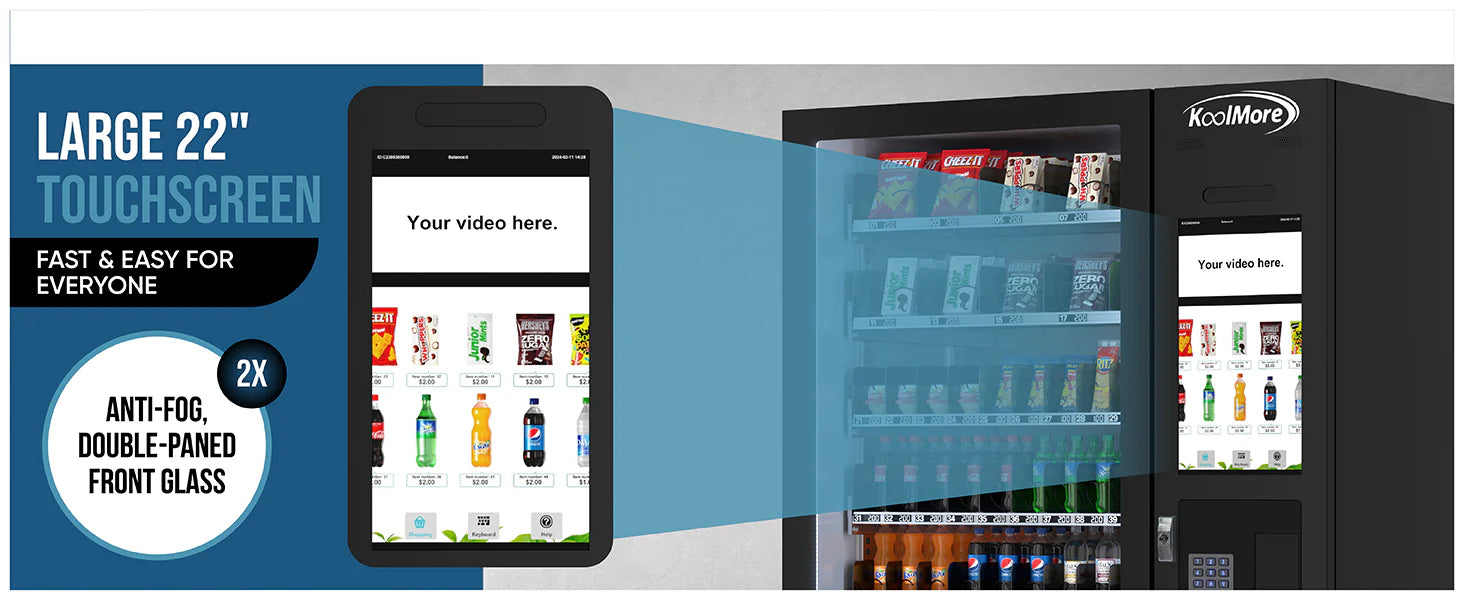 Koolmore Touch Screen 60 Slots Refrigerated Vending Machine w/ Coin/Bill Acceptor