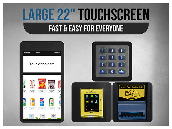 Koolmore Touch Screen 60 Slots Refrigerated Vending Machine w/ Coin/Bill Acceptor