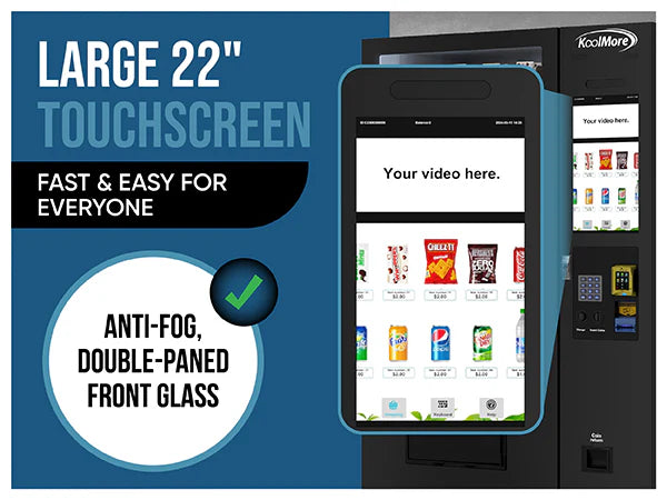 Koolmore KM-VMRT-50-BR | Touch Screen 60 Slots Refrigerated Vending Machine w/ Bill Acceptor