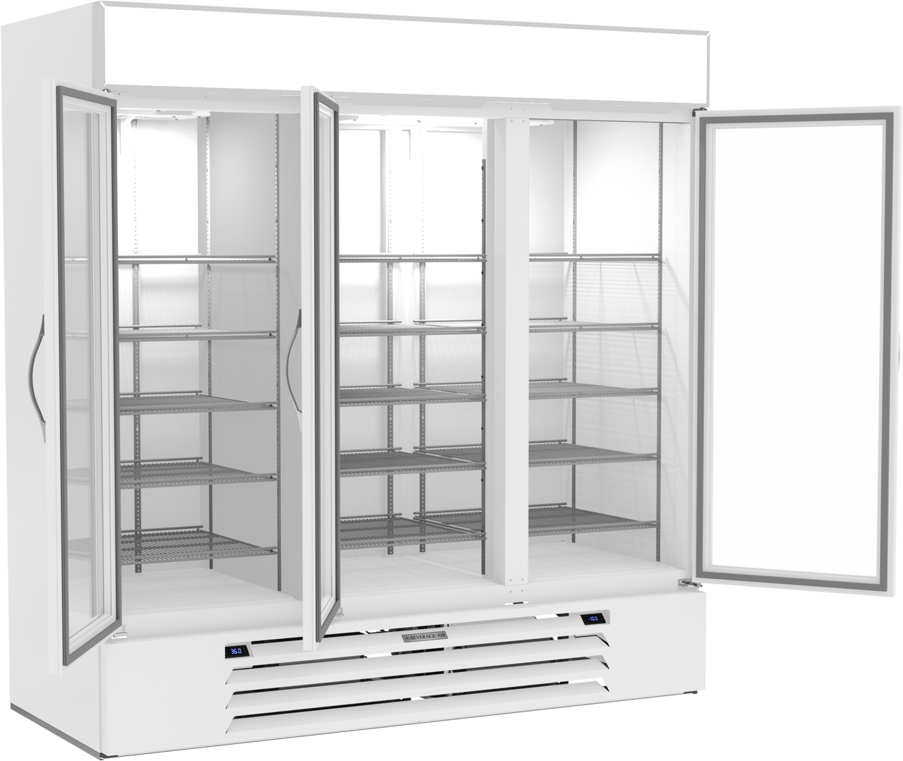 Beverage Air MMRF72HC-1-B-WW | 75" Wide Dual Temp 3 Swing Door White Refrigerator/Freezer MarketMax Series