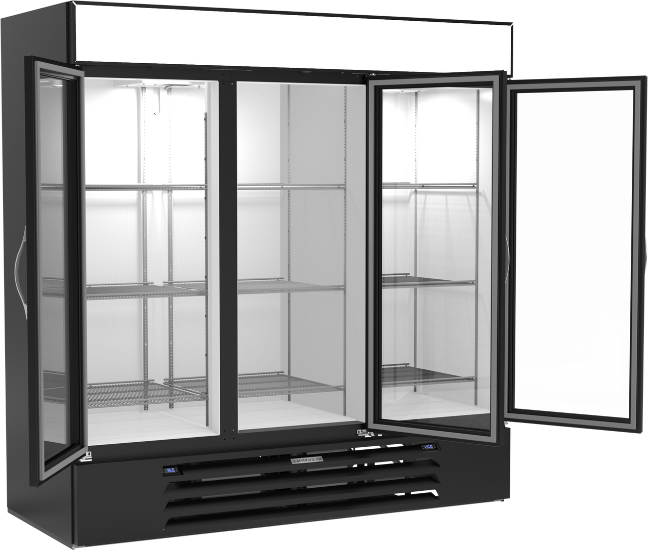 Beverage Air MMRF72HC-1-C-BW | 75" Wide Dual Temp 3 Swing Door Black Refrigerator/Freezer MarketMax Series
