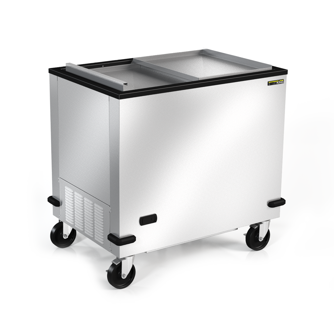 Silver King SKFMW34-ELUK3 | 34" Wide Sliding Lid Meatwell Freezer w/ Self Closing Front Lid