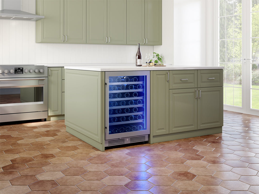 Zephyr PRW24C01CG | 24" Wide Single Zone Stainless Steel 53 Bottle Wine Fridge
