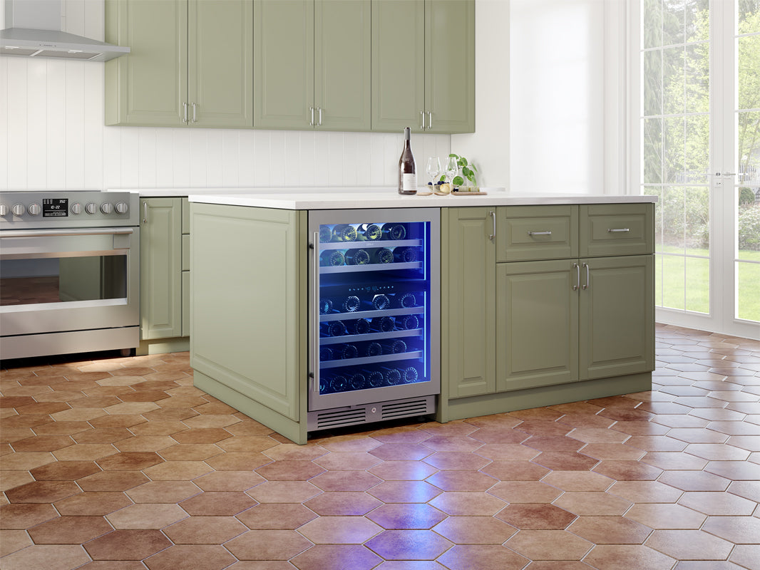 Zephyr PRW24C02CG | 24" Wide Dual Zone Stainless Steel 45 Bottle Wine Fridge