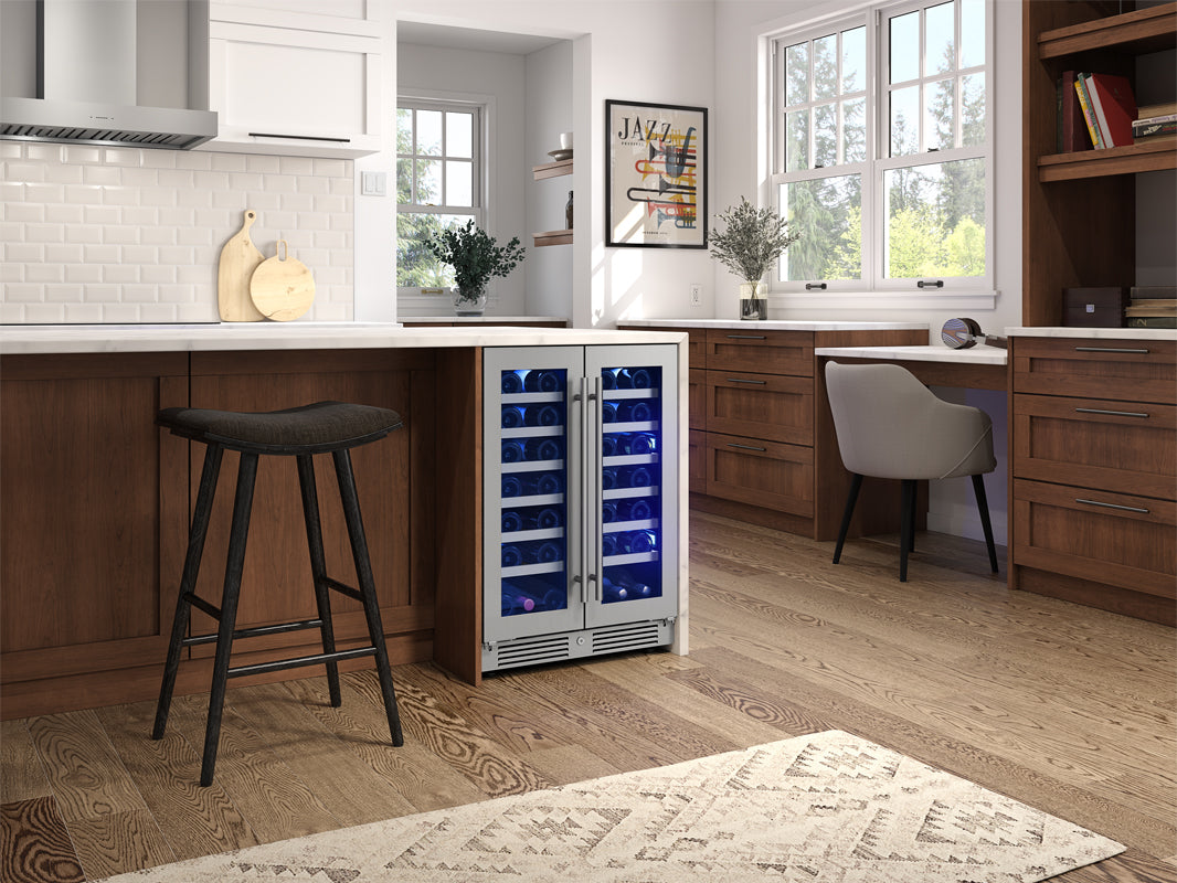 Zephyr PRW24C32CG | 24" Wide Dual Zone 42 Bottle Wine Fridge