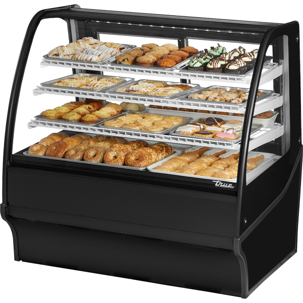 True | 48" Wide Dry Case Curved Glass Display Case