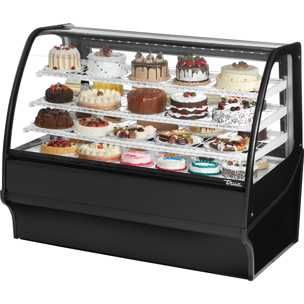 True TDM-R-59-GE/GE-B-W | 59" Wide Black Curved Glass Display Case
