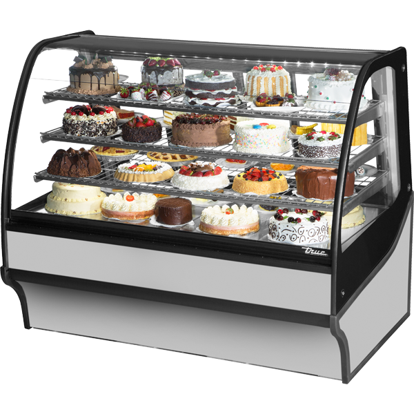 True TDM-R-59-GE/GE-S-S | 59" Wide Stainless Curved Glass Display Case