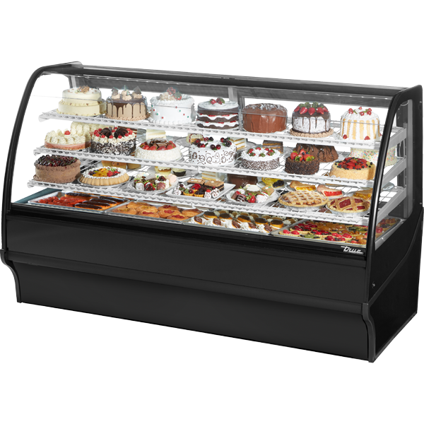 True TDM-R-77-GE/GE-B-W | 77" Wide Black Curved Glass Display Case