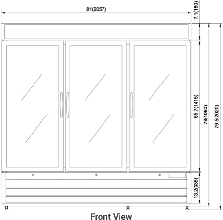Valpro VP3F-72FDVHC | 81" Wide 3 Swing Door White Merchandiser Freezer