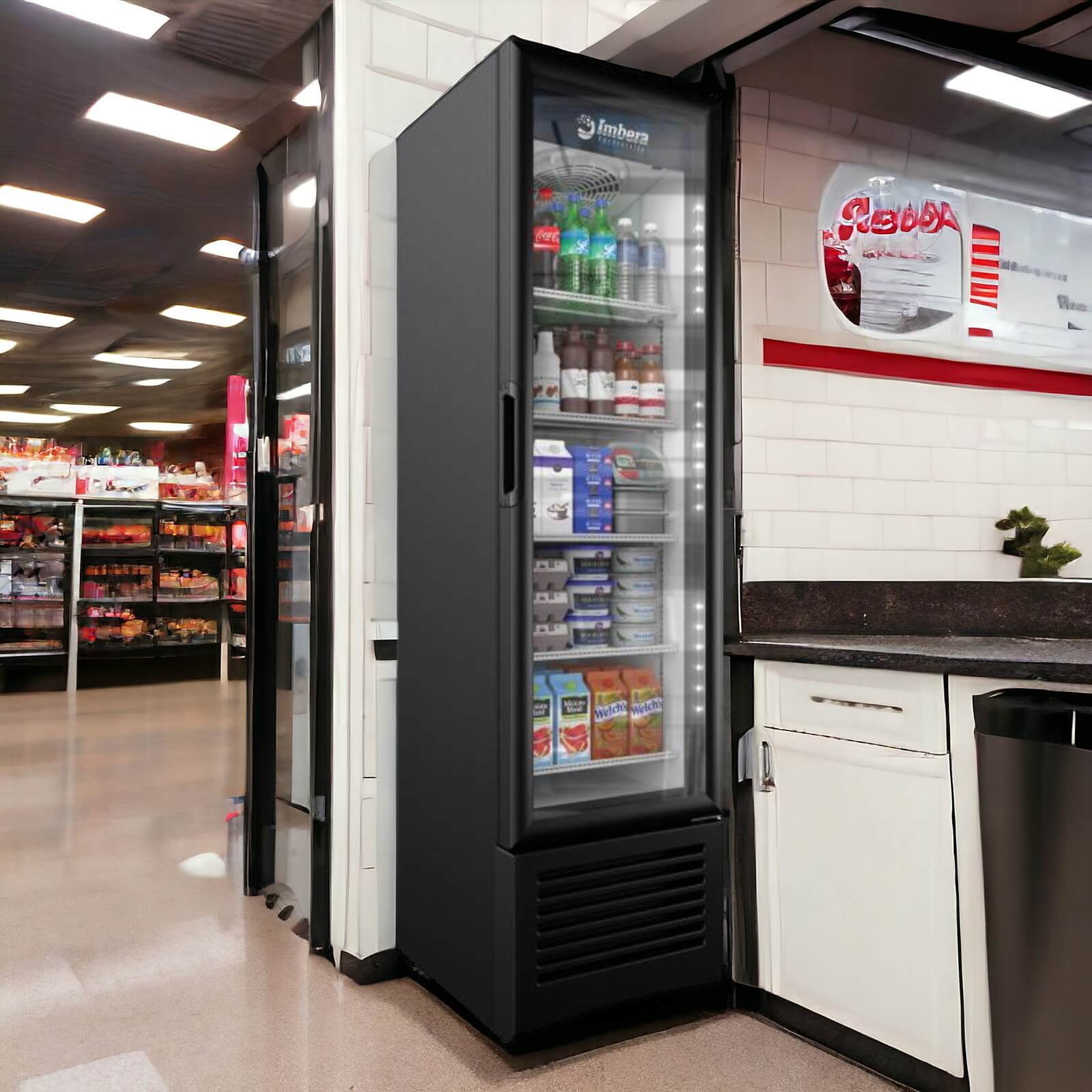 Imbera VR08 HC BW | 19" Wide 1 Swing Door Bottom Mount Merchandiser Refrigerator