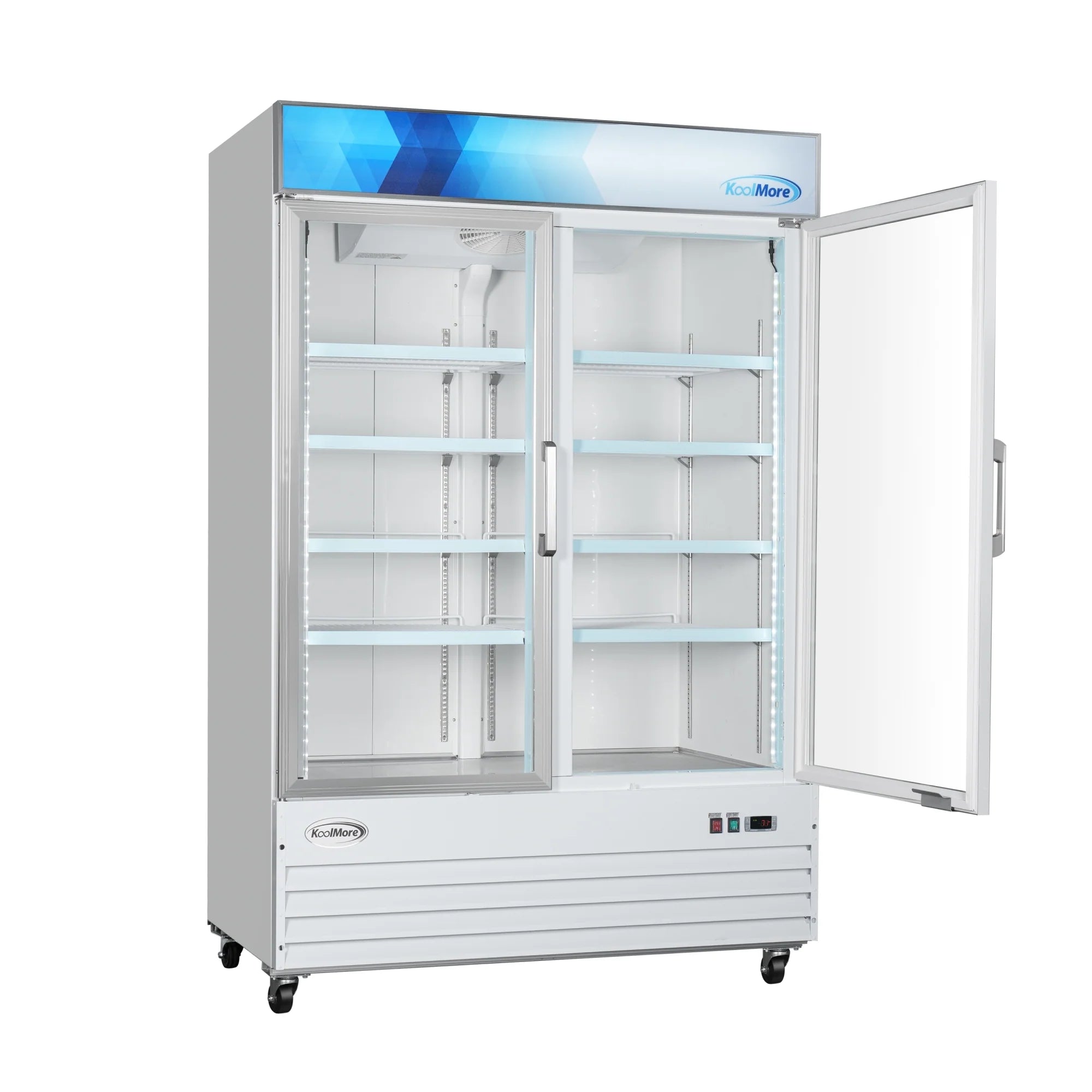 Koolmore MDF-2GD-45C-WH | 53" Wide 2 Glass Door Merchandiser Freezer