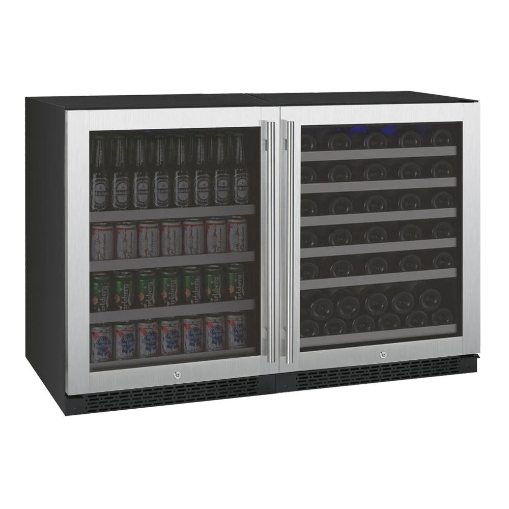 Allavino | 47" Wide Stainless Steel FlexCount II Tru-Vino 124 Can/56 Bottle Beverage & Wine Fridge