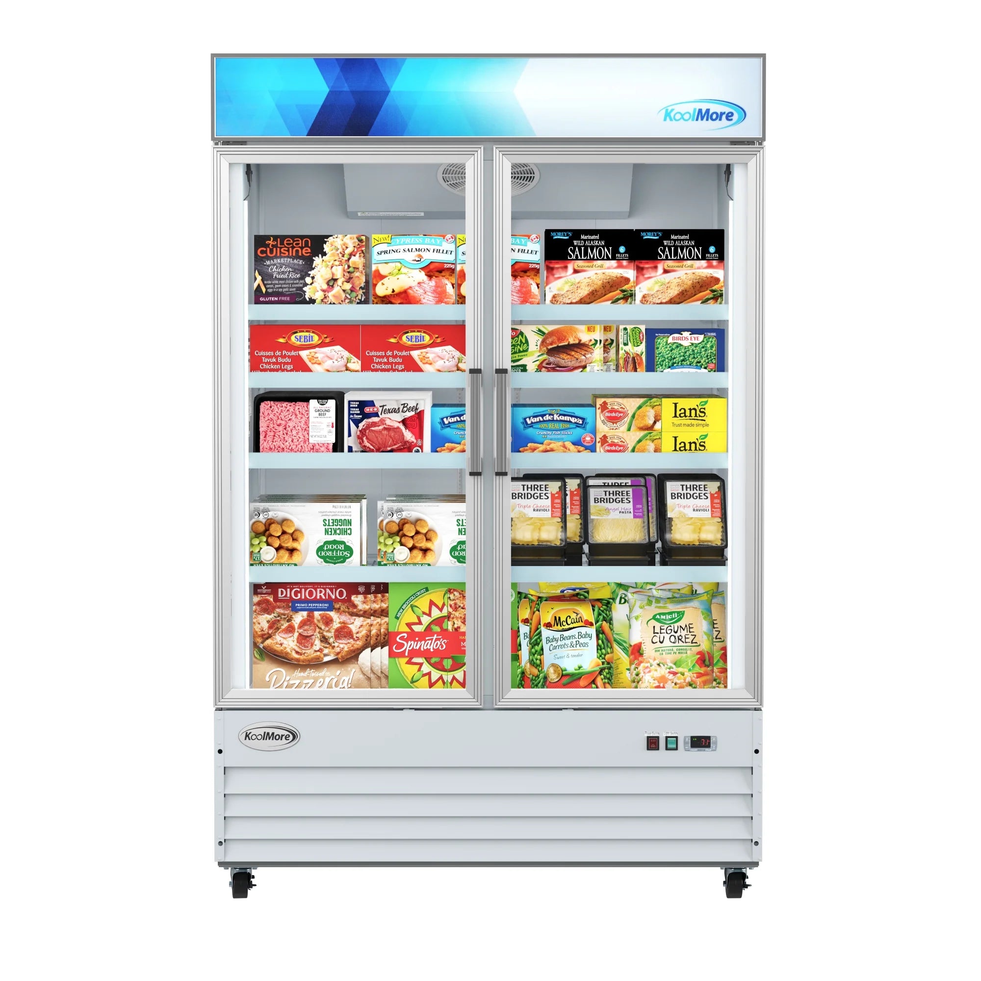 Koolmore MDF-2GD-45C-WH | 53" Wide 2 Glass Door Merchandiser Freezer