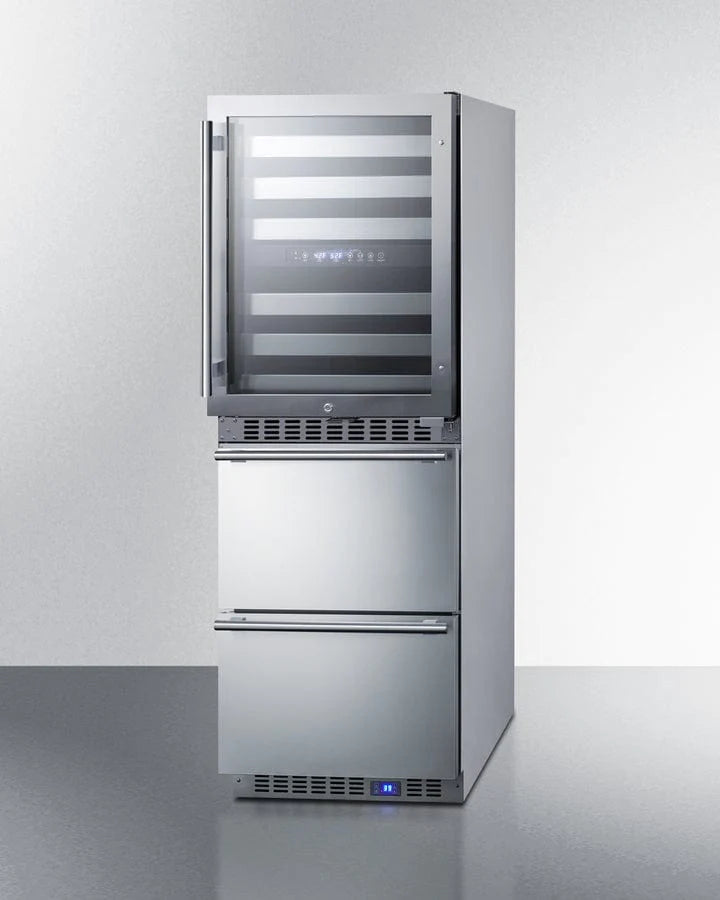 SUMMIT SWCDAR24 | 24" Wide Dual Zone 46 Bottle Wine Fridge & Refrigerator-Freezer Combo