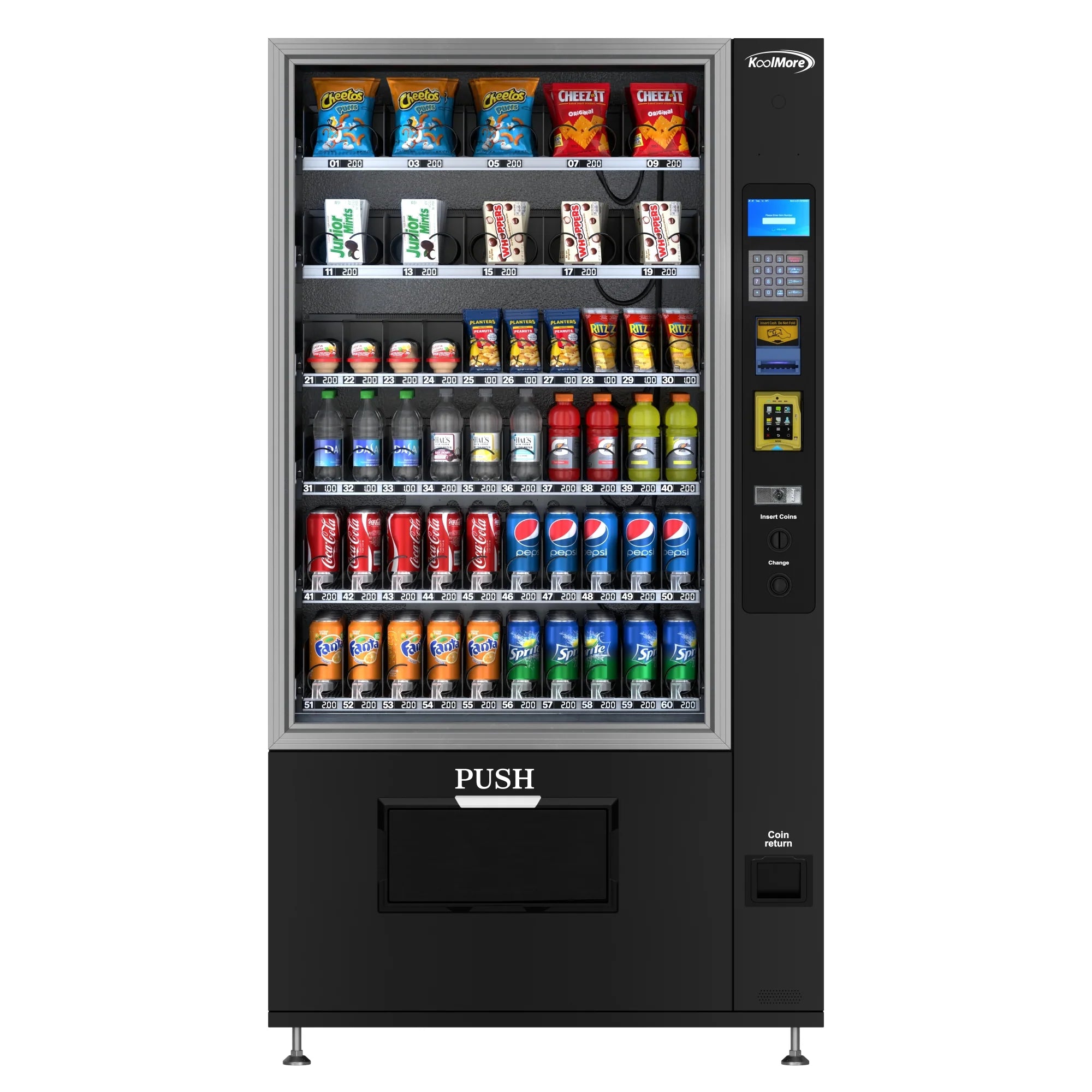 Koolmore KM-VMR-40-BR | 60 Slots Refrigerated Vending Machine w/ CC Reader & Bill Acceptor