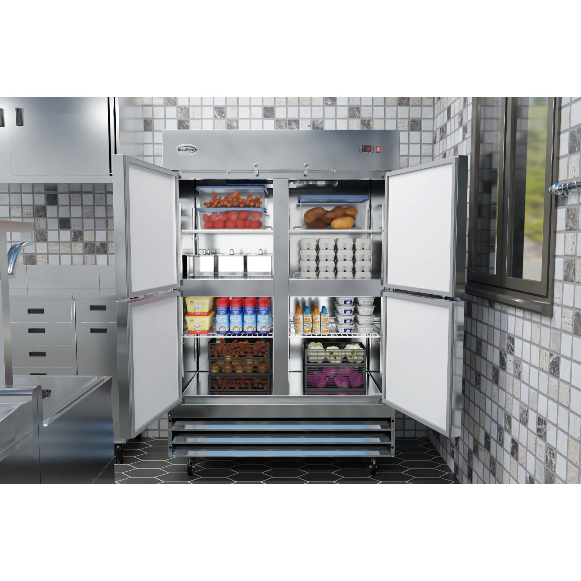 Koolmore RIR-2D-SSHD | 54" Wide 4 Door Reach-In Refrigerator