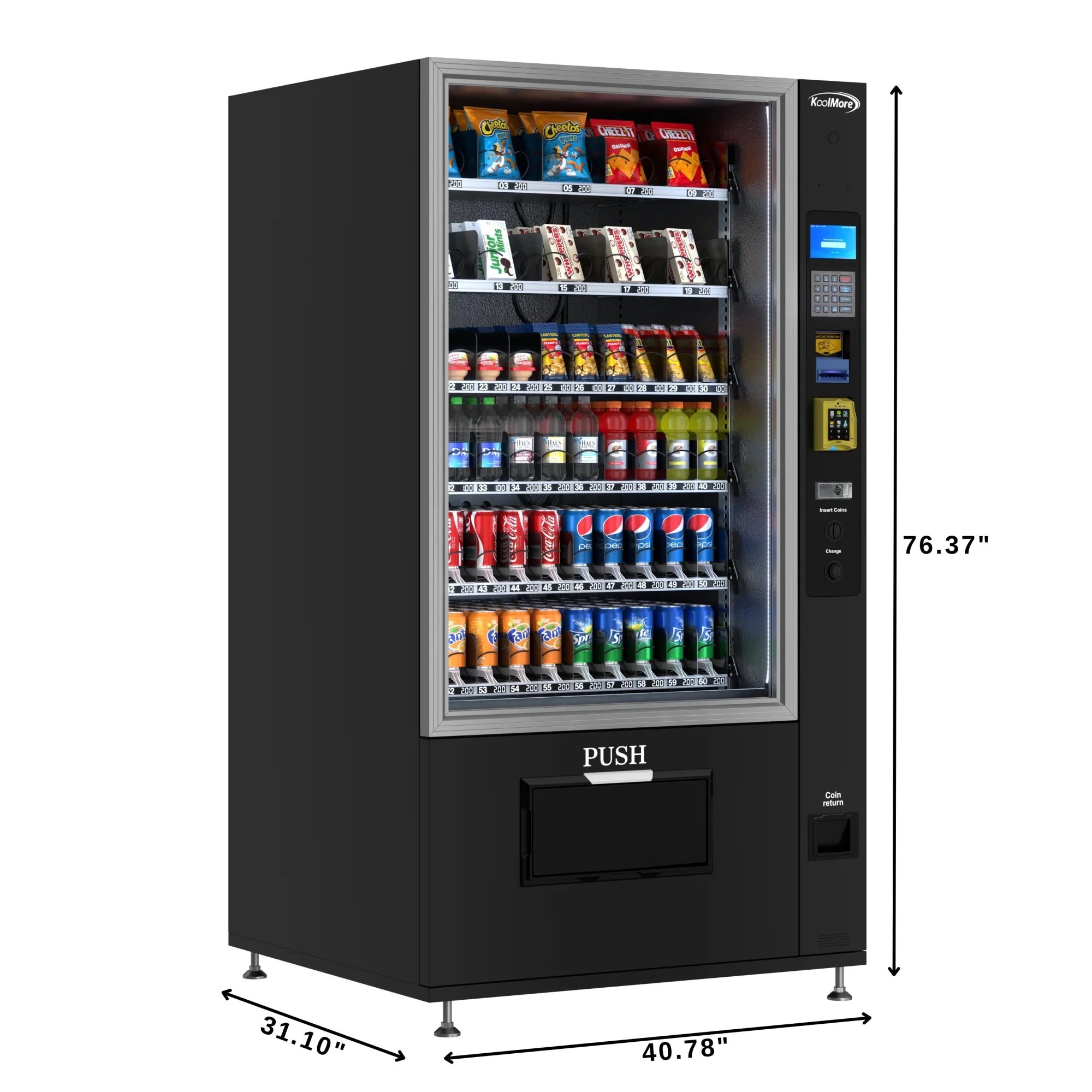 Koolmore KM-VMR-40-BR | 60 Slots Refrigerated Vending Machine w/ CC Reader & Bill Acceptor