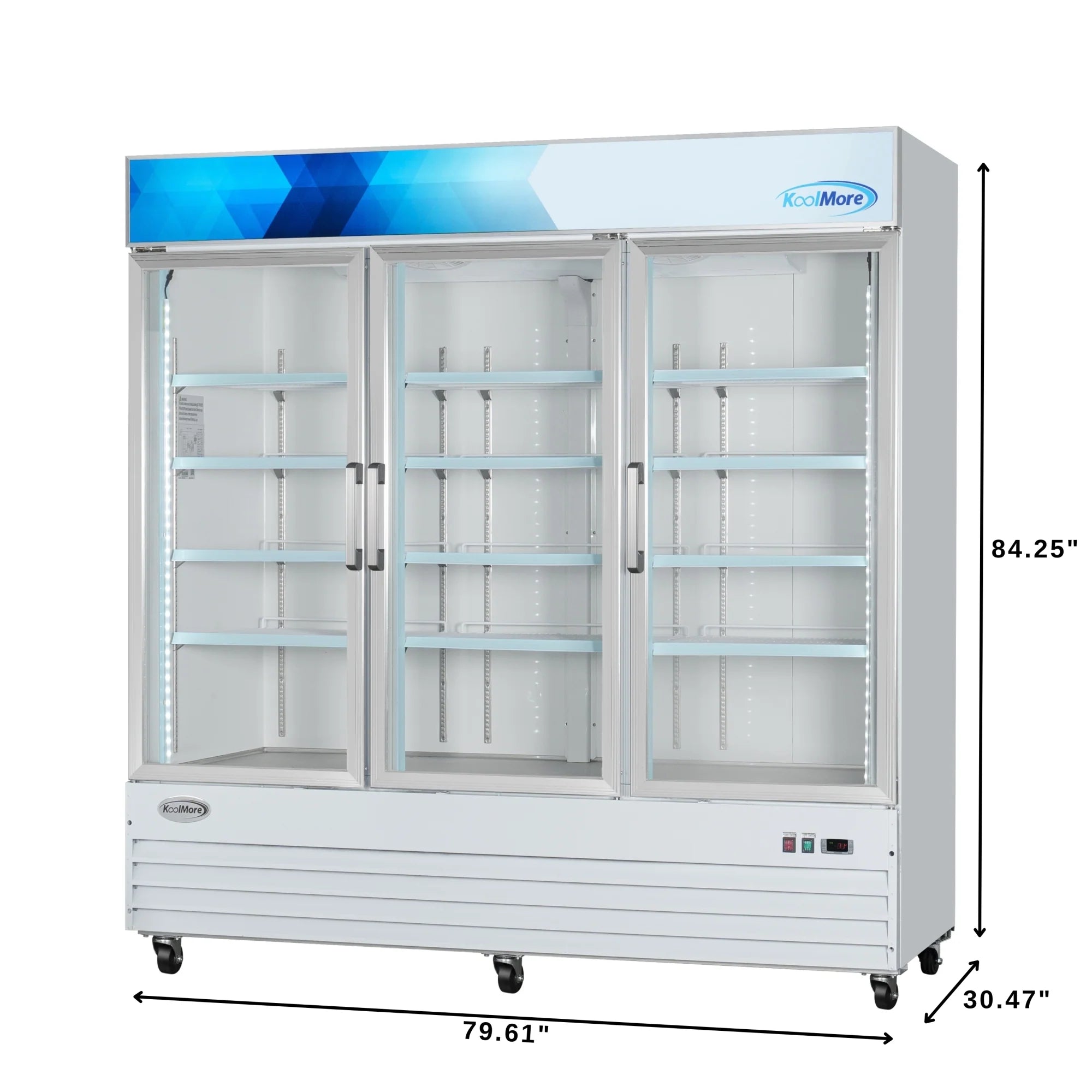 Koolmore MDF-3GD-52C-WH | 80" Wide 3 Glass Door Merchandiser Freezer