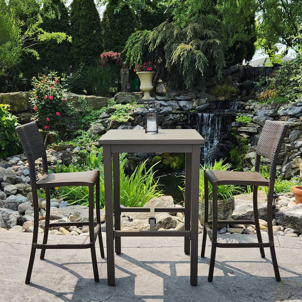 Grosfillex Sigma 28" Square Aluminum Bar Height Table