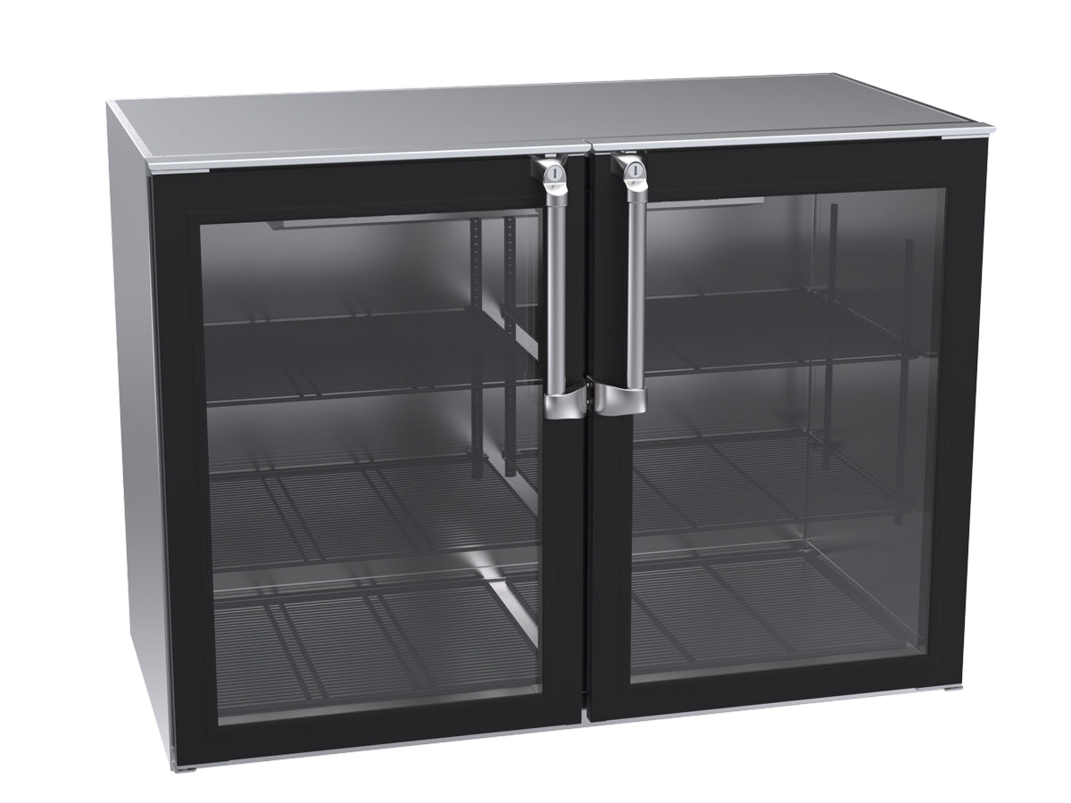 Krowne | 48" Wide 2 Glass Door Remote Black Reach-In Back Bar