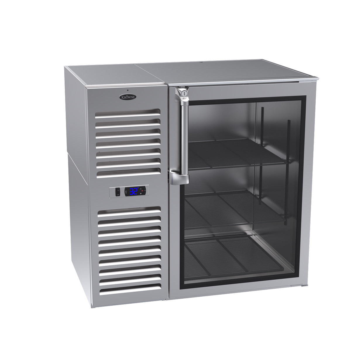 Krowne | 36" Wide 1 Glass Door Self Contained Stainless Steel Reach-In Back Bar