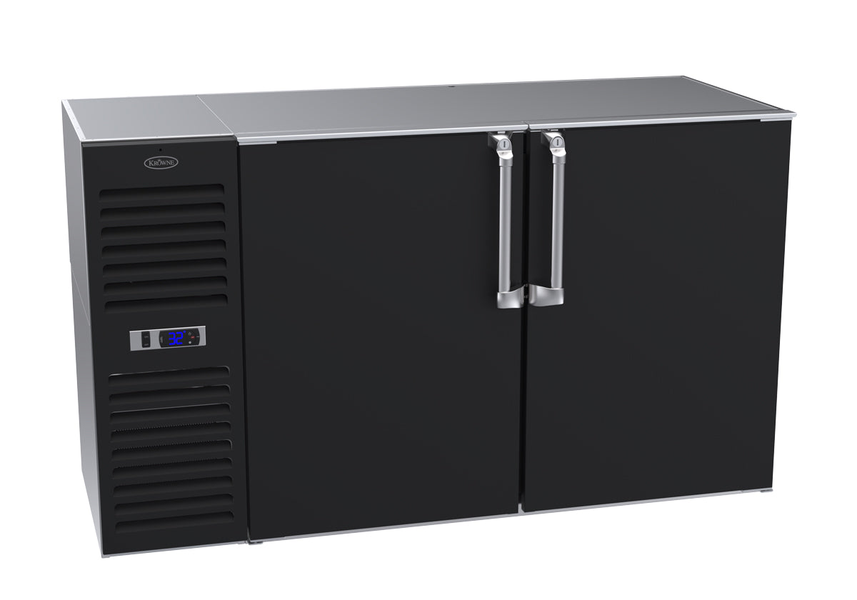 Krowne | 60" Wide 2 Door Self Contained Black Reach-In Back Bar