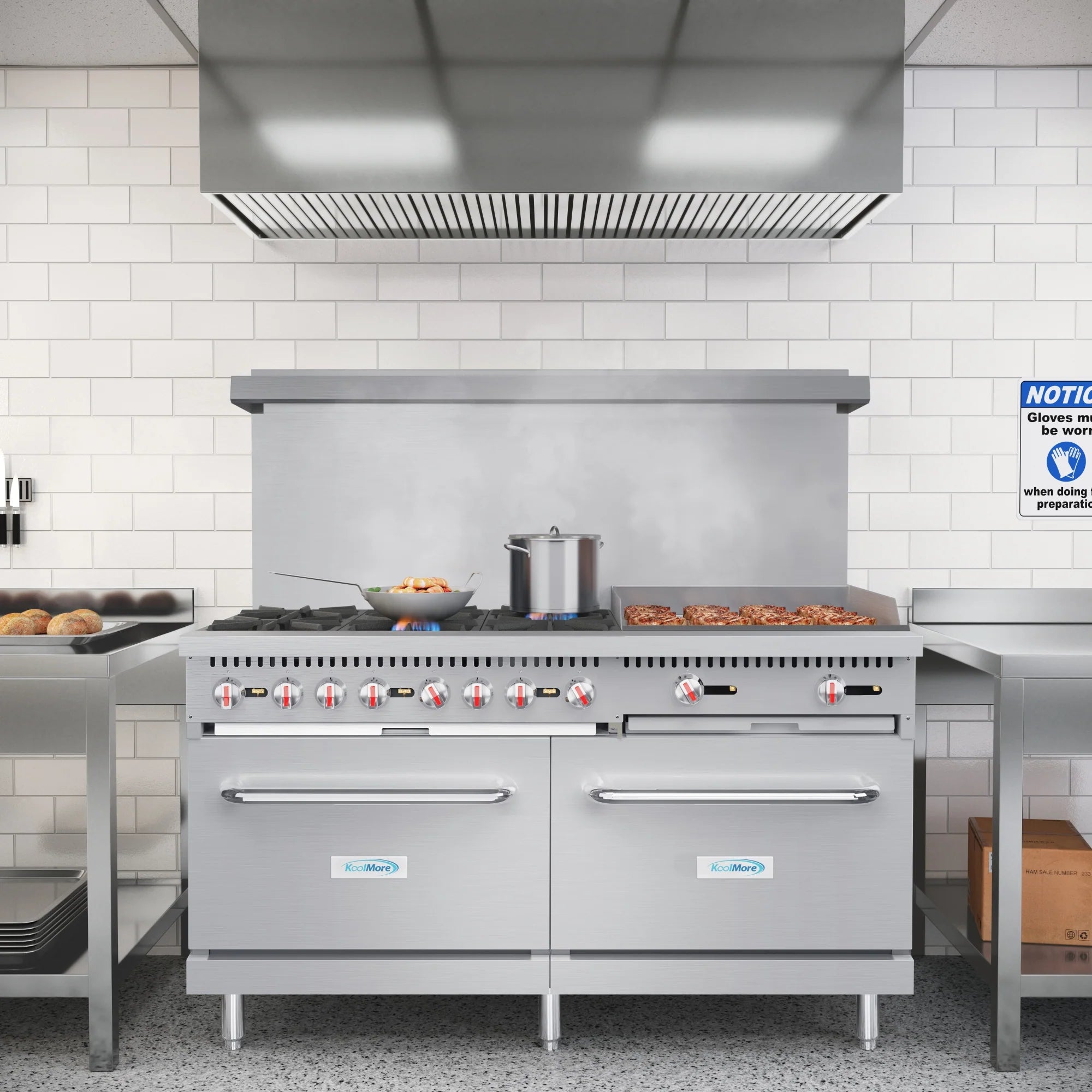 Koolmore KM-CRG60-LP | 60" Wide 6 Burner Liquid Propane Range w/ 24 in. Griddle