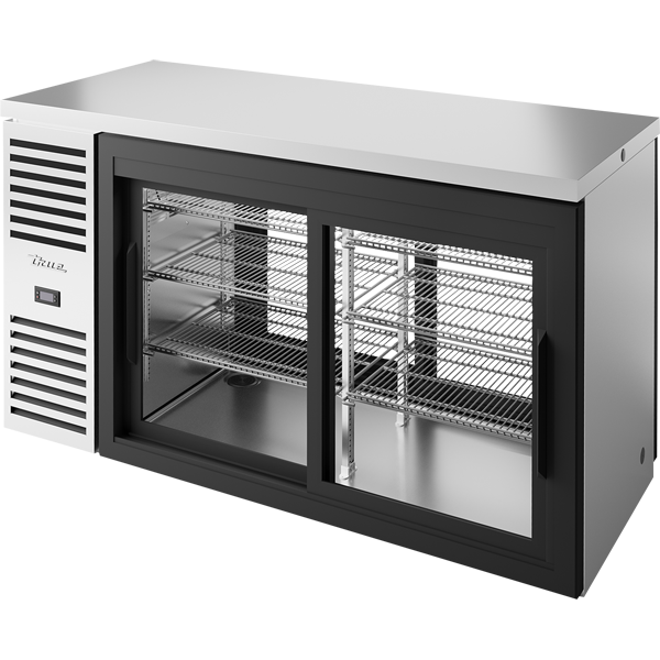 True TBR60-PTSZ1-L-S-11-11-1 | 60" Wide 4 Glass Door Stainless Steel Pass-Thru Back Bar