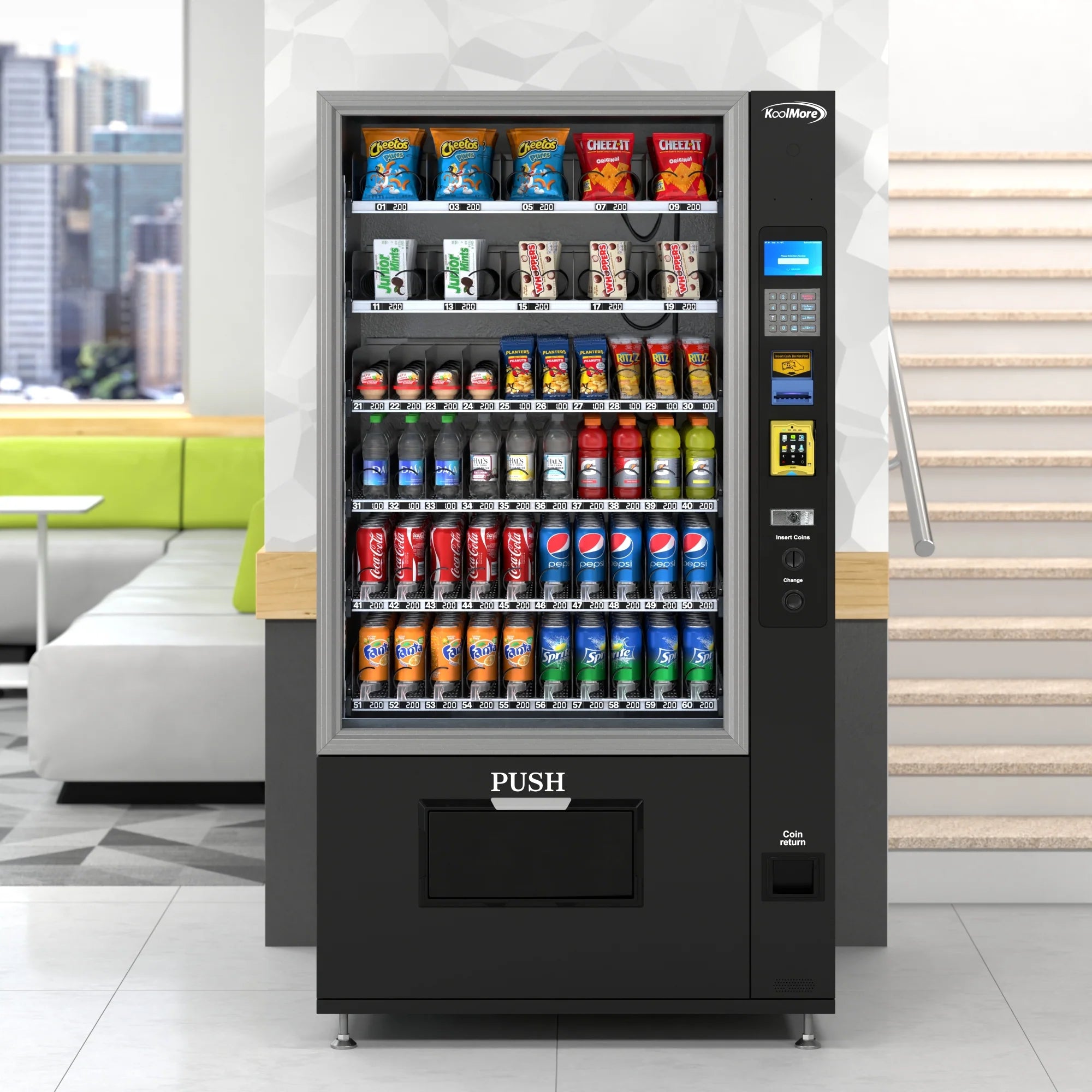 Koolmore KM-VMR-40-BR | 60 Slots Refrigerated Vending Machine w/ CC Reader & Bill Acceptor