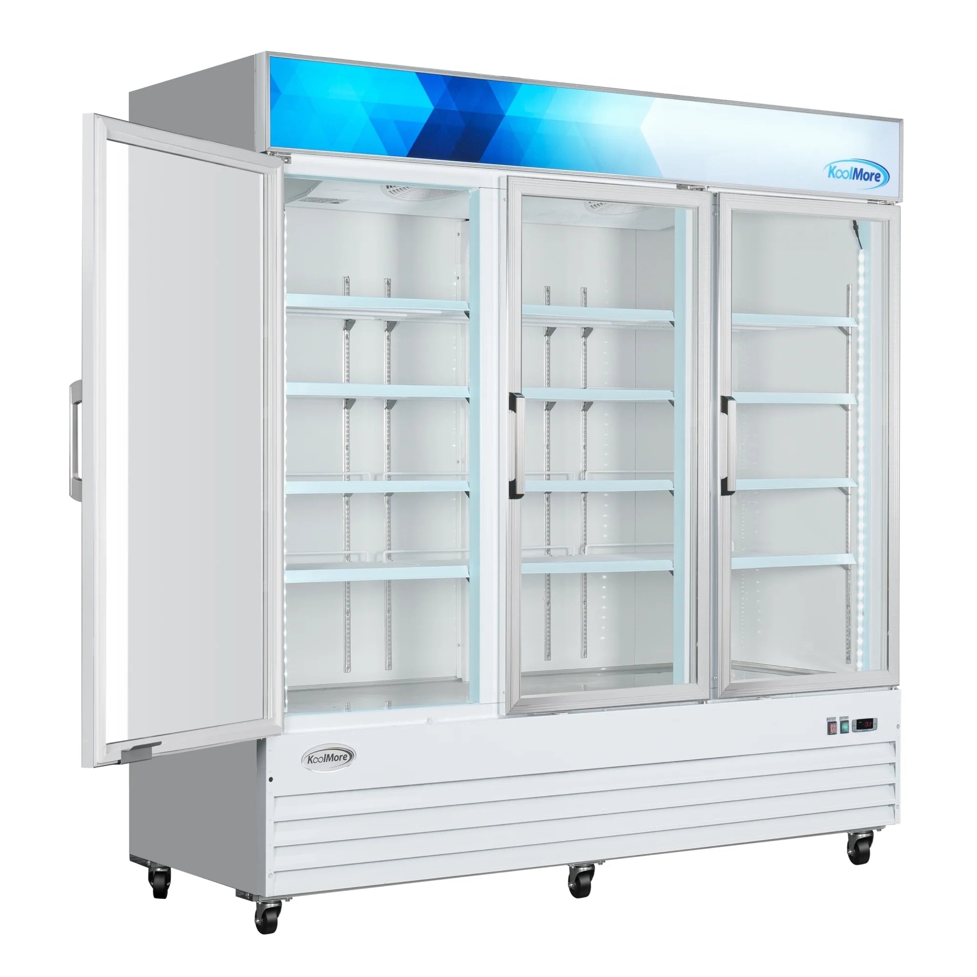 Koolmore MDF-3GD-52C-WH | 80" Wide 3 Glass Door Merchandiser Freezer