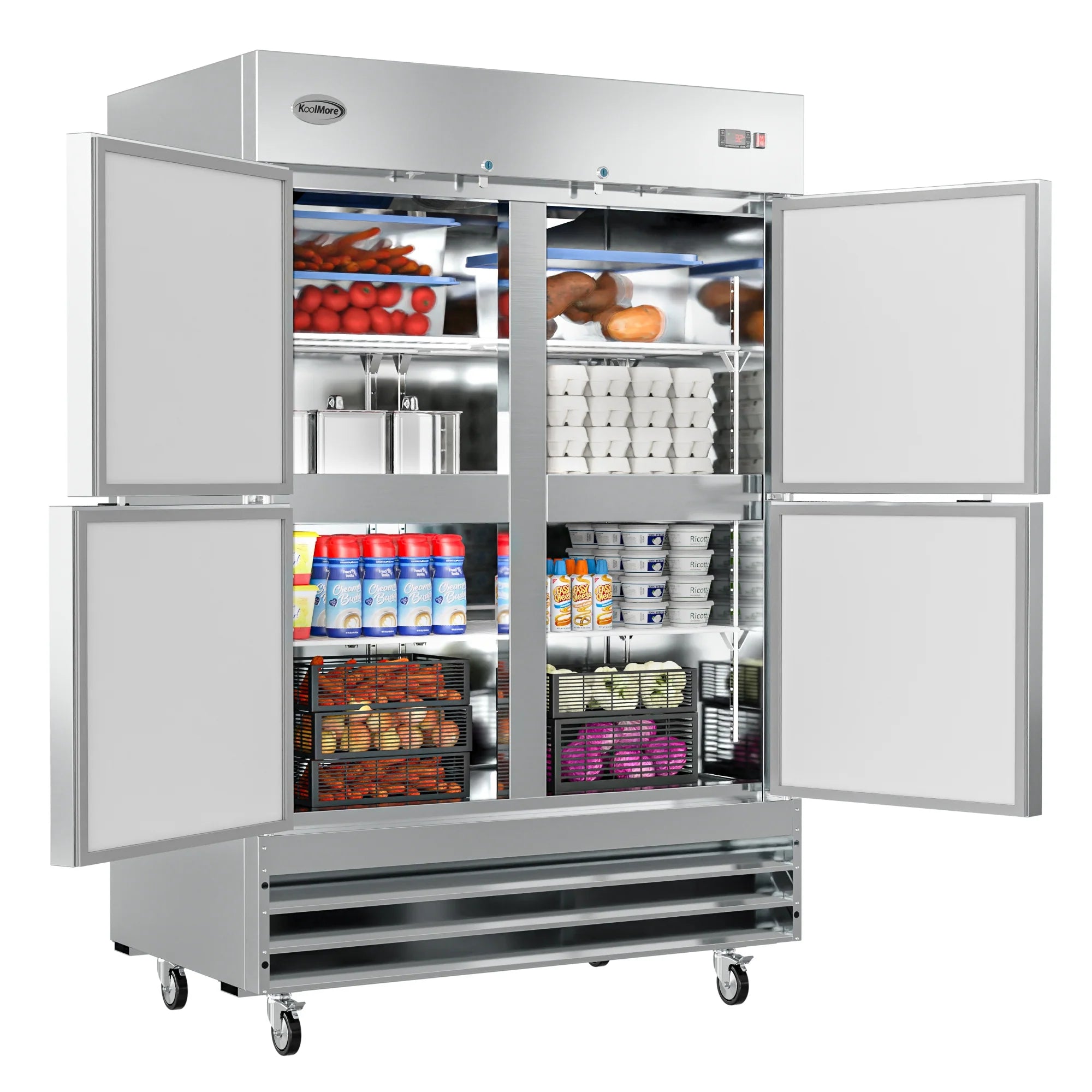 Koolmore RIR-2D-SSHD | 54" Wide 4 Door Reach-In Refrigerator