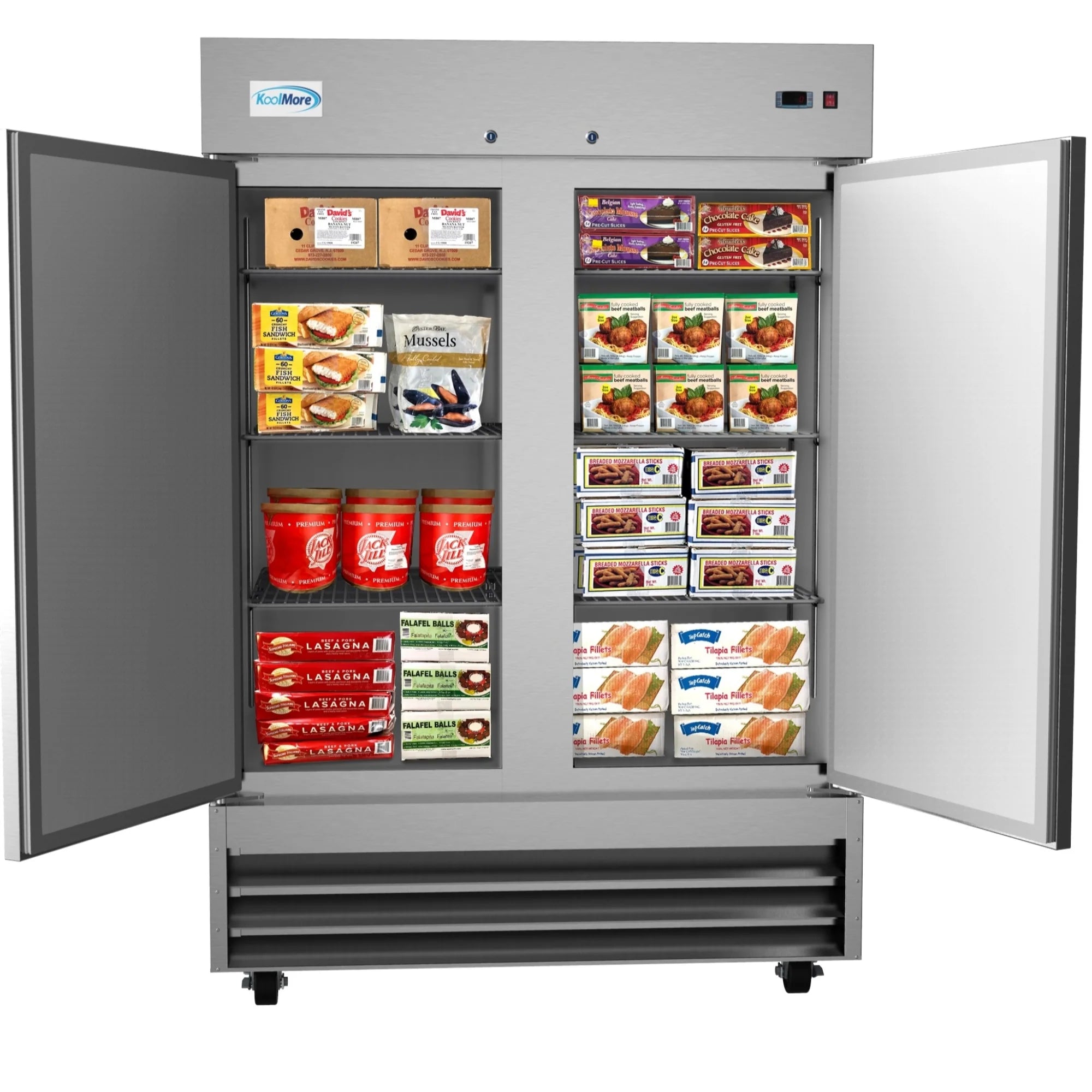 Koolmore RIF-2D-SS | 54" Wide 2 Door Reach-In Freezer