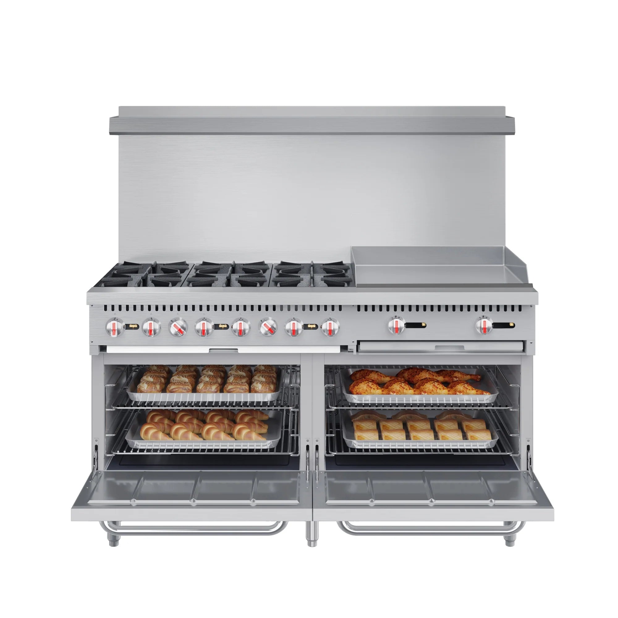 Koolmore KM-CRG60-NG | 60" Wide 6 Burner Natural Gas Range w/ 24 in. Griddle