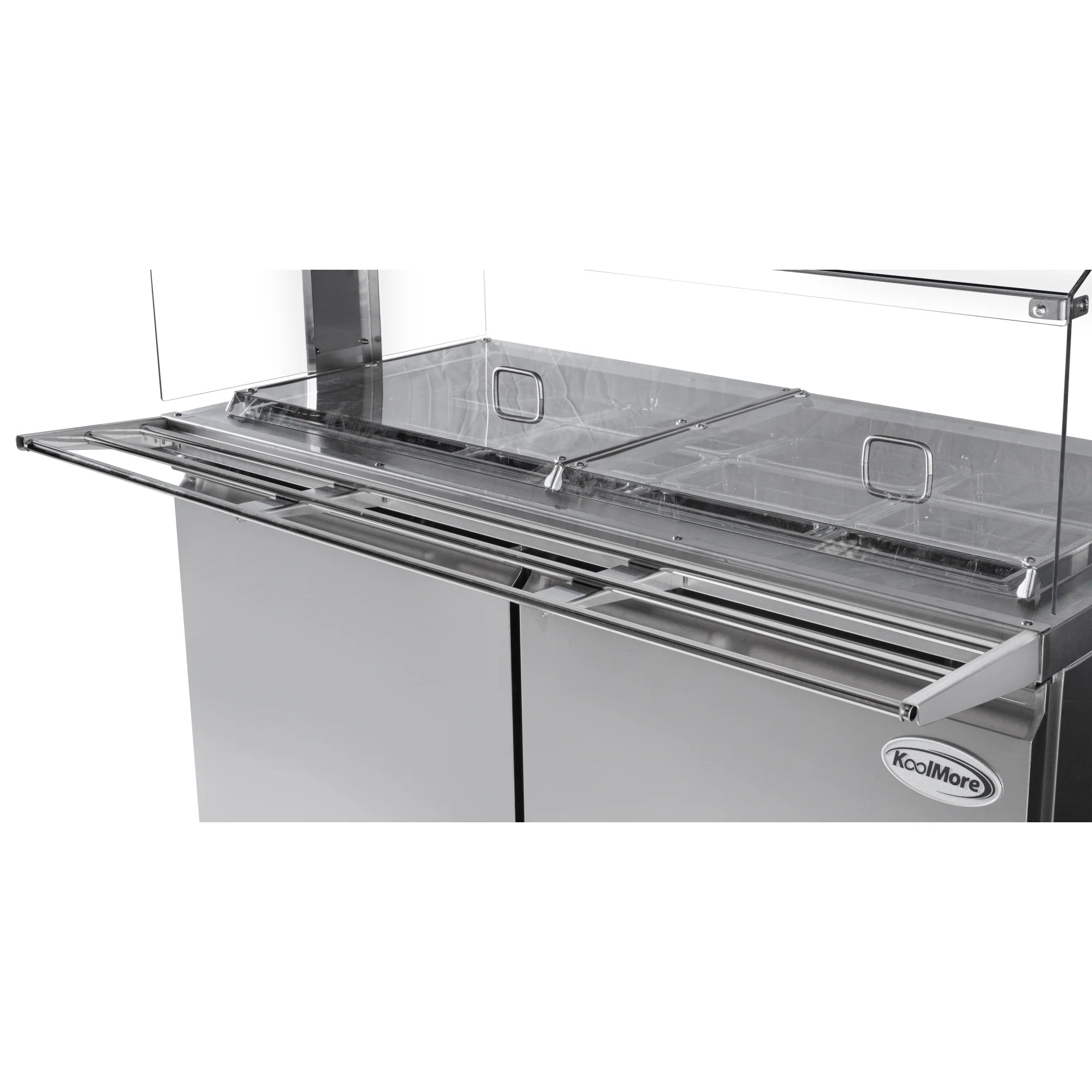 Koolmore KM-RBT-60CSFG | 60" Wide 12 Pan Prep Table w/ Sneeze Guard