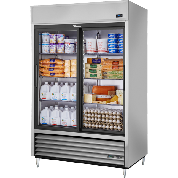 True | 54" Wide 2 Sliding Door Bottom Mount Reach-In Refrigerator