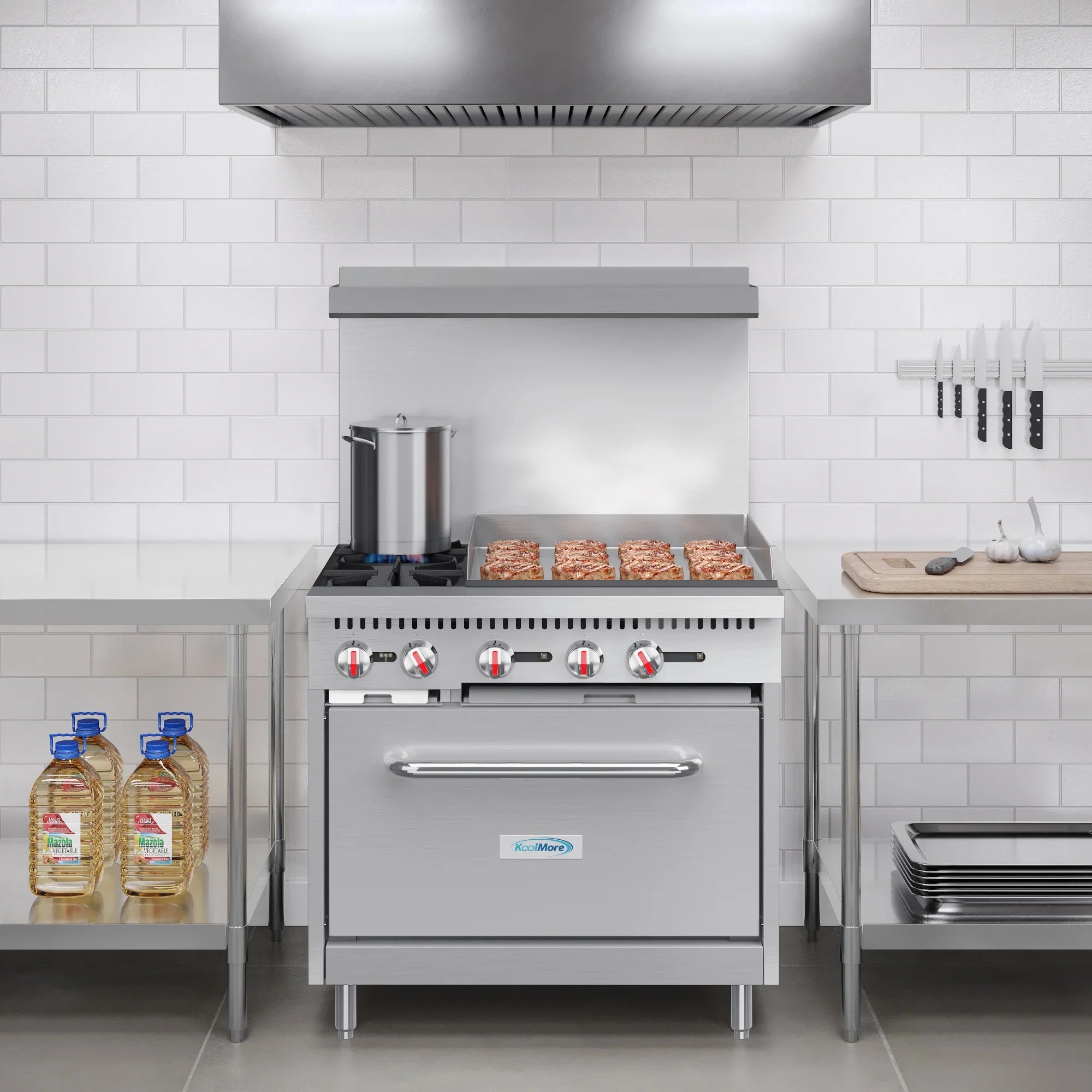 Koolmore KM-CRG36-LP | 36" Wide 2 Burner Liquid Propane Range w/ 24 in. Griddle