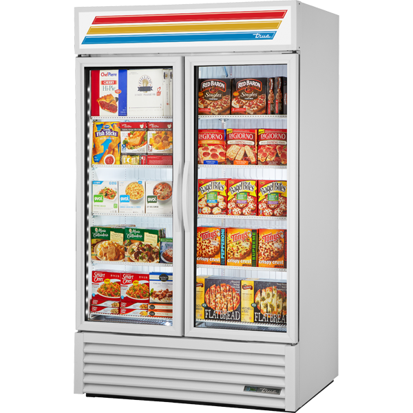 True GDM-43F-HC~TSL01 | 47" Wide 2 Swing Door White Merchandiser Freezer